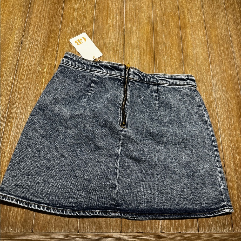 GB Girls Blue Button-Front Mini Skirt - Picture 2 of 9